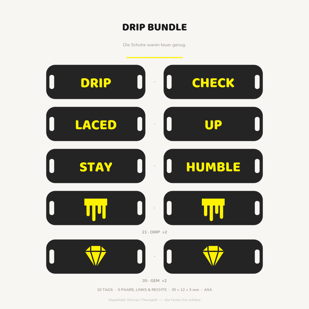 Drip Bundle – 10 sneaker lace tags