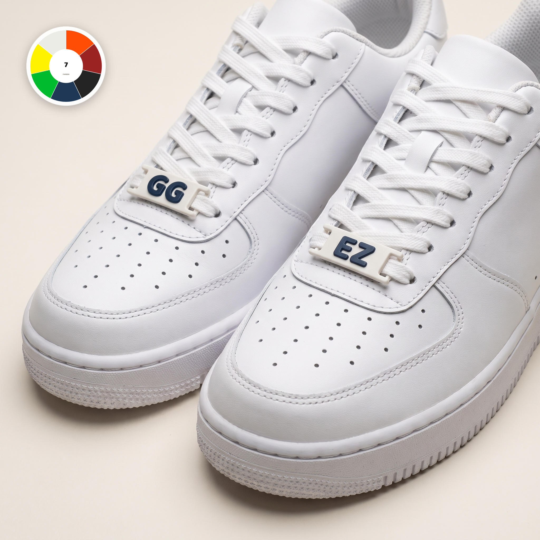 Gamer Bundle – GG / EZ lace tags on white sneakers