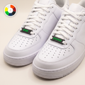 Hustler Bundle – RISE / GRIND lace tags on white sneakers